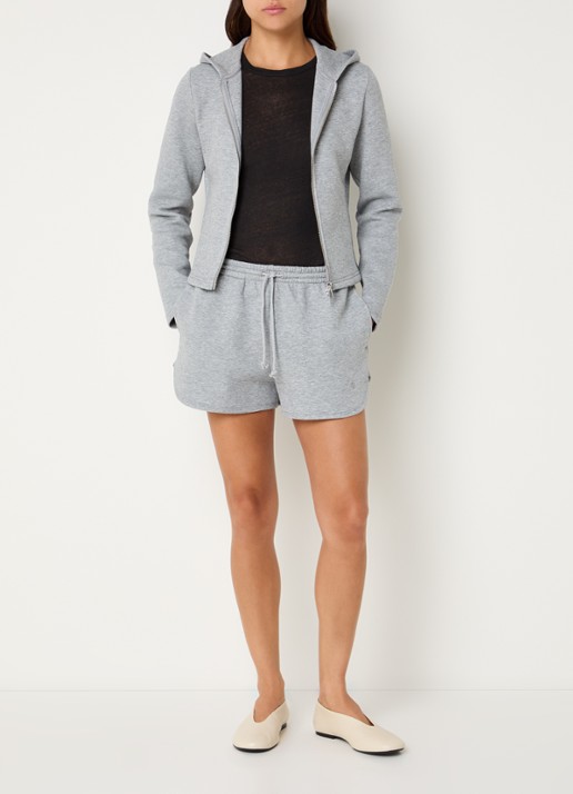 SAMSØE SAMSØE Saalice high waist straight fit korte joggingsbroek - voorkant 3 grijsmele