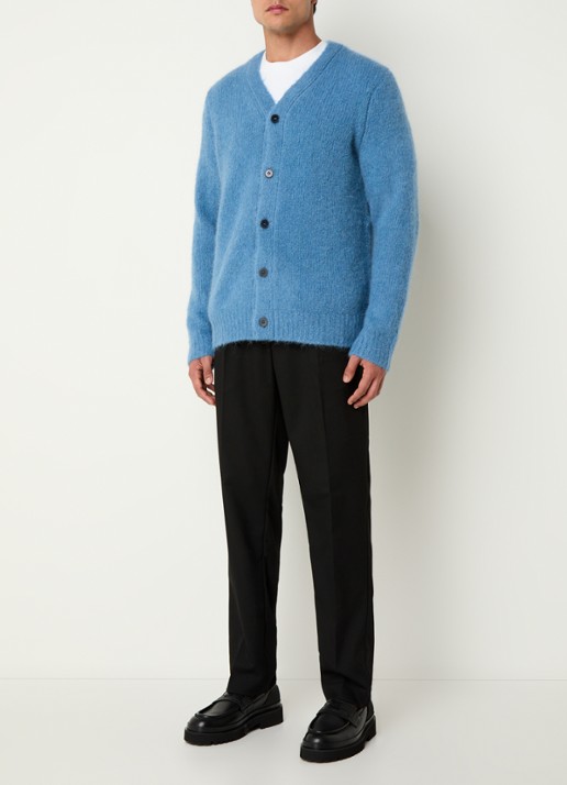 SAMSØE SAMSØE Saarin grofgebreid vest in alpaca wolblend - voorkant 3 staalblauw