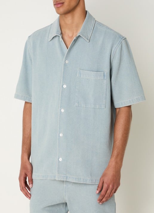 SAMSØE SAMSØE Saayo regular fit overhemd met structuur - detail blauwgrijs