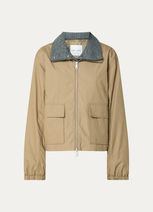 SAMSØE SAMSØE Sabianco jack met afneembare kraag en klepzakken - voorkant 2 beige
