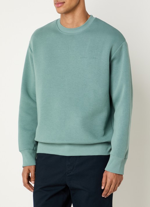 SAMSØE SAMSØE Saethan sweater met 3D logoprint - detail zeegroen