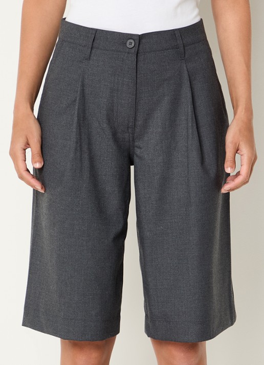 SAMSØE SAMSØE Saharper high waist straight fit korte pantalon met steekzakken - detail donkergrijs