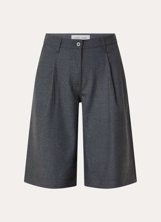 SAMSØE SAMSØE Saharper high waist straight fit korte pantalon met steekzakken - voorkant 2 donkergrijs
