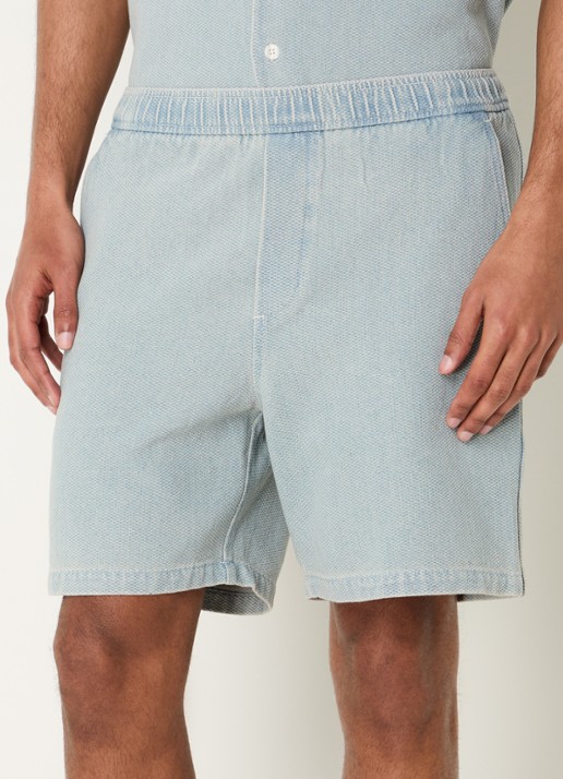 SAMSØE SAMSØE Sajabari loose fit korte broek met structuur - detail 4 blauwgrijs