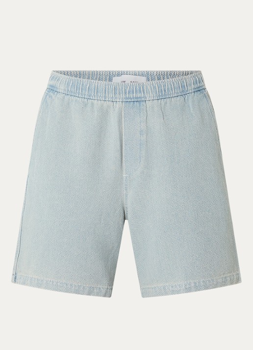 SAMSØE SAMSØE Sajabari loose fit korte broek met structuur - voorkant blauwgrijs