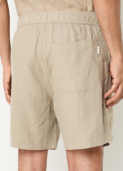 SAMSØE SAMSØE Sajabari straight fit korte broek van linnen - achterkant 2 beige