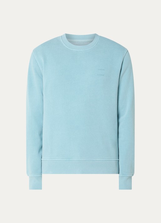SAMSØE SAMSØE Sajoel sweater met logo - voorkant 3 blauwgrijs