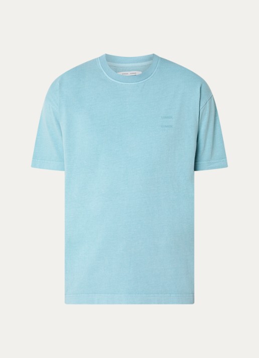 SAMSØE SAMSØE Sajoel T-shirt met logo - voorkant 2 aquablauw
