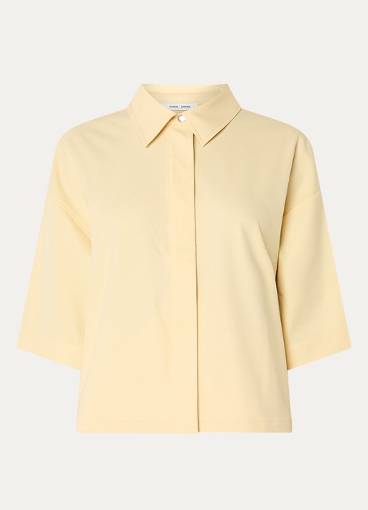 SAMSØE SAMSØE Salulu blouse met stretch - voorkant lichtgeel