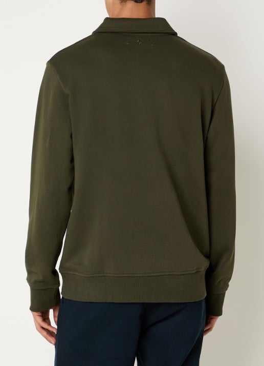 SAMSØE SAMSØE Samarcel sweater met polokraag en logoborduring - achterkant 4 mosgroen