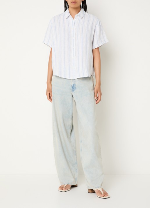 SAMSØE SAMSØE Samina blouse met streepprint - voorkant 3 blauw