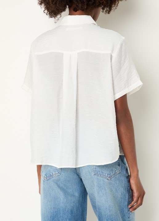 SAMSØE SAMSØE Saminna semi-transparante blouse in zijdeblend met structuur - achterkant gebroken wit