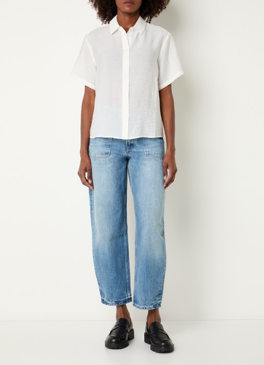 SAMSØE SAMSØE Saminna semi-transparante blouse in zijdeblend met structuur - voorkant 3 gebroken wit