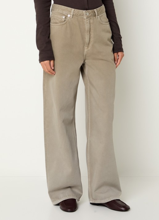 SAMSØE SAMSØE Sashelly wide fit jeans met gekleurde wassing en steekzakken - detail khaki