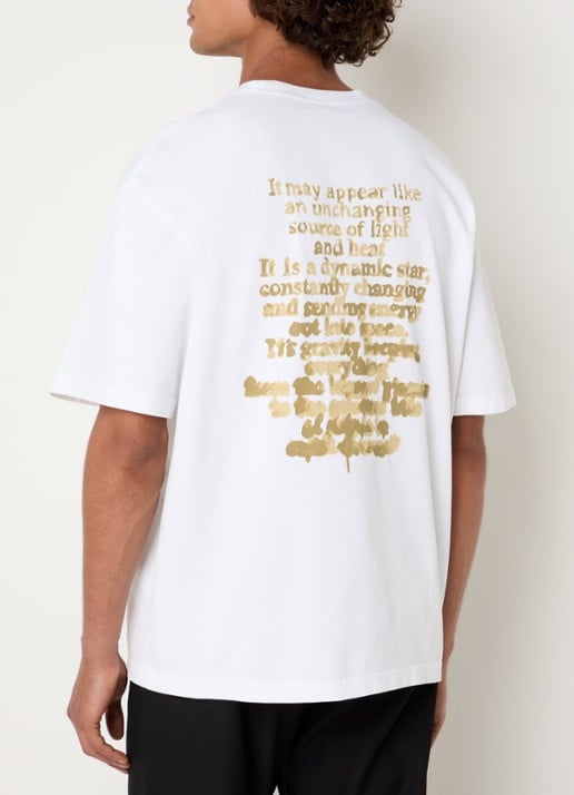 SAMSØE SAMSØE Sasteven T-shirt met front- en backprint - detail geel