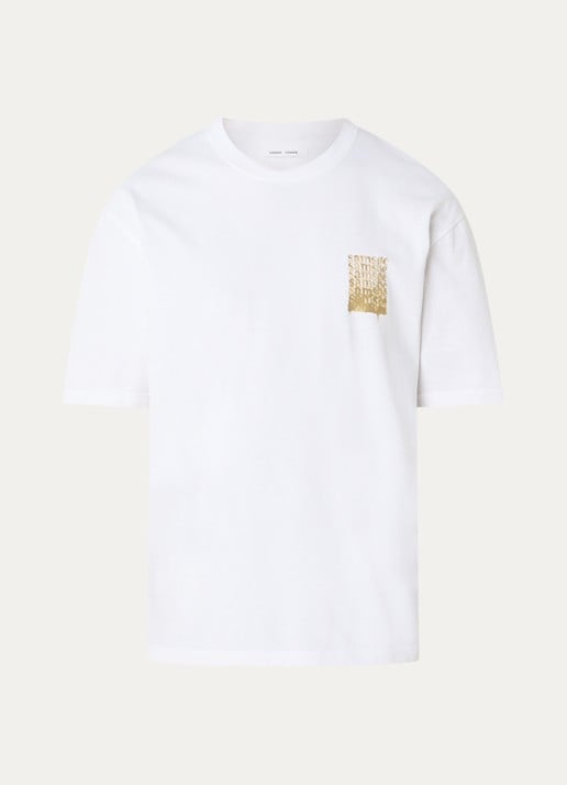 SAMSØE SAMSØE Sasteven T-shirt met front- en backprint - voorkant 2 geel