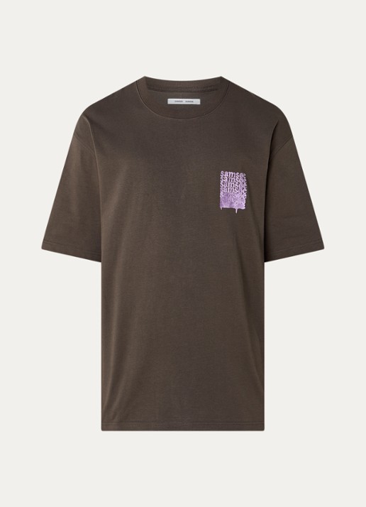 SAMSØE SAMSØE Sasteven T-shirt met front- en backprint - voorkant 3 bruin