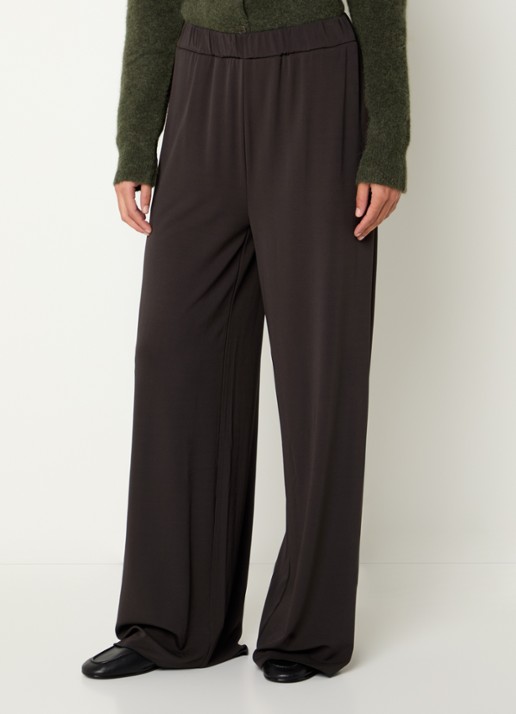 SAMSØE SAMSØE Saumi high waist wide fit pantalon met steekzakken - detail 4 bruin