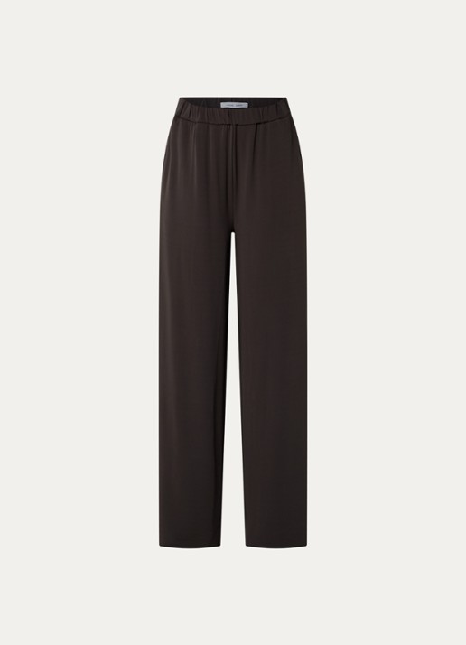 SAMSØE SAMSØE Saumi high waist wide fit pantalon met steekzakken - voorkant bruin
