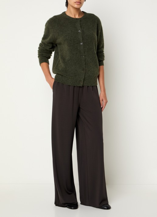 SAMSØE SAMSØE Saumi high waist wide fit pantalon met steekzakken - voorkant 2 bruin