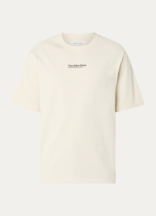 SAMSØE SAMSØE Sauni T-shirt met front- en backprint - voorkant 3 ivoor