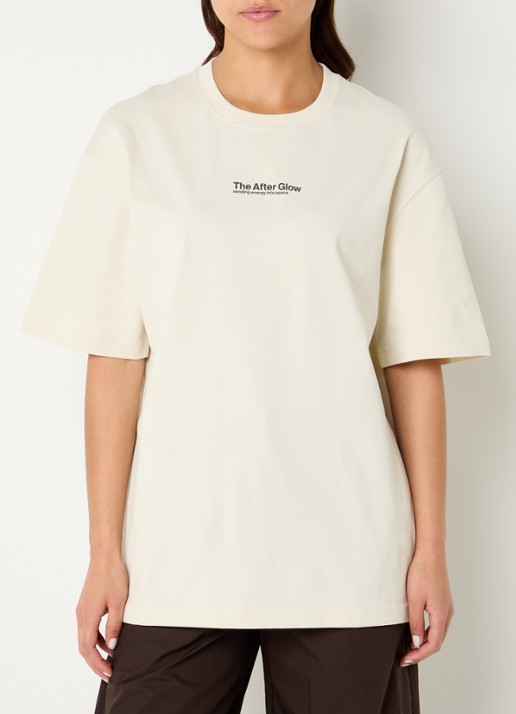 SAMSØE SAMSØE Sauni T-shirt met front- en backprint - achterkant vanillegeel