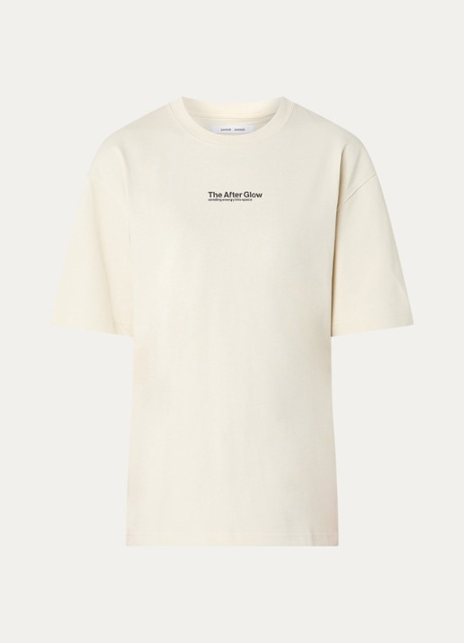 SAMSØE SAMSØE Sauni T-shirt met front- en backprint - voorkant 2 vanillegeel