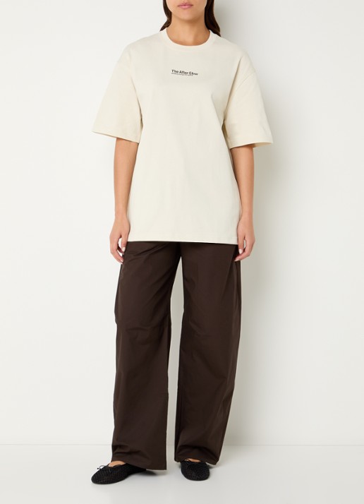 SAMSØE SAMSØE Sauni T-shirt met front- en backprint - voorkant 3 vanillegeel