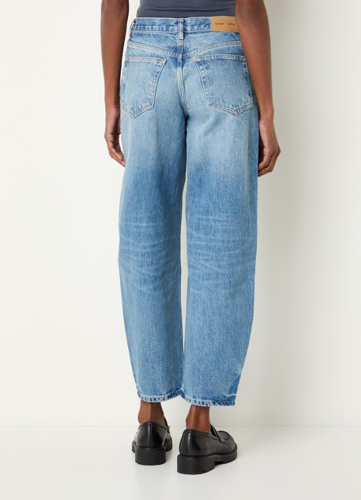 SAMSØE SAMSØE Saveyra high waist tapered jeans met medium wassing - achterkant 3 indigo