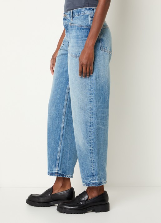 SAMSØE SAMSØE Saveyra high waist tapered jeans met medium wassing - detail 5 indigo