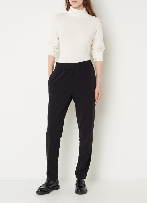 SAMSØE SAMSØE Smithy tapered fit cropped pantalon met persplooi - voorkant 3 zwart