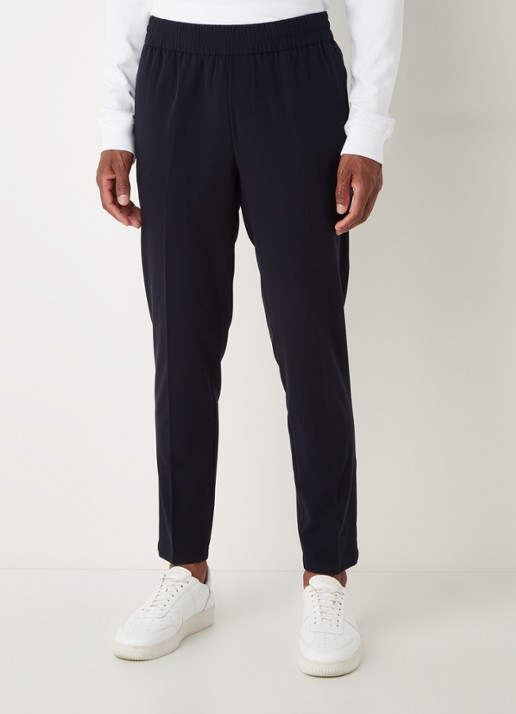 SAMSØE SAMSØE Smithy tapered fit cropped pantalon met persplooi - detail 3 donkerblauw