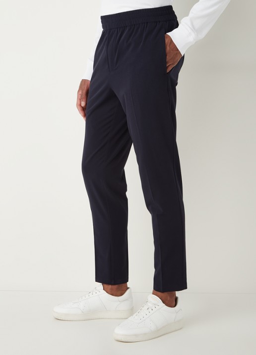 SAMSØE SAMSØE Smithy tapered fit cropped pantalon met persplooi - detail 4 donkerblauw
