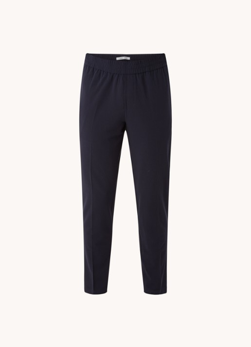 SAMSØE SAMSØE Smithy tapered fit cropped pantalon met persplooi - voorkant donkerblauw