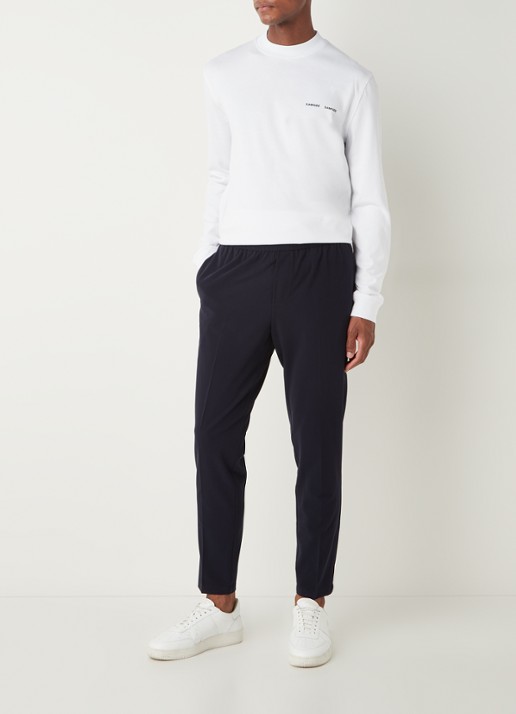 SAMSØE SAMSØE Smithy tapered fit cropped pantalon met persplooi - voorkant 2 donkerblauw