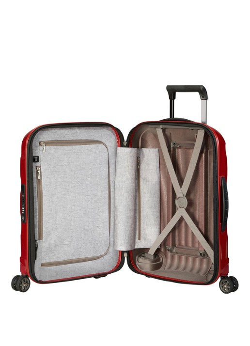 Samsonite C-Lite uitbreidbare spinner met USB-poort 55 cm - voorkant 2 steenrood