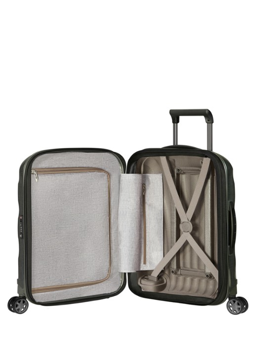 Samsonite C-Lite vergrootbare spinner 55 cm - achterkant 3 legergroen