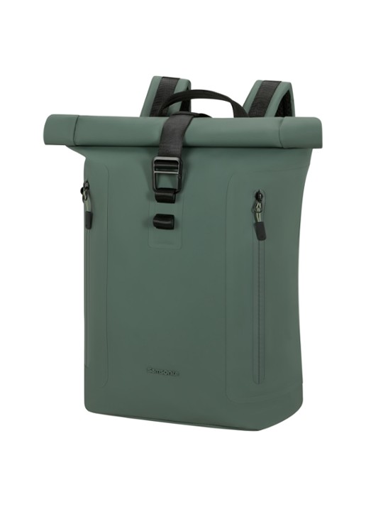 Samsonite Coatify Biz Rolltop rugzak met 14.1 inch laptopvak - voorkant 4 olijfgroen
