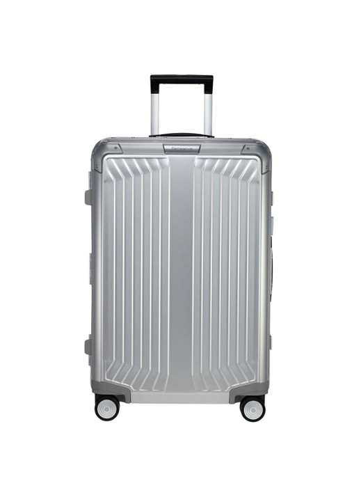 Samsonite Lite-Box Alu spinner 69 cm  - voorkant zilver