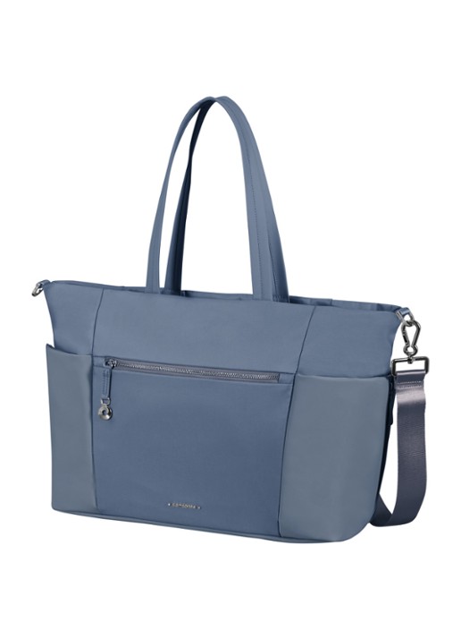 Samsonite Move Journey schoudertas met 14,1 inch laptopvak - voorkant 2 blauwgrijs