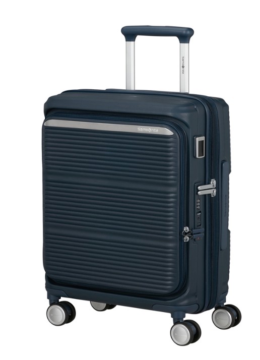 Samsonite Paralux vergrootbare spinner 55 cm - voorkant 2 donkerblauw
