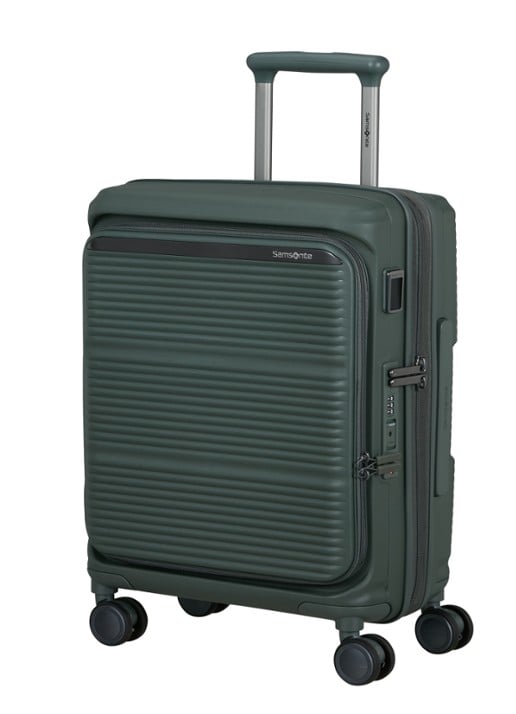 Samsonite Paralux vergrootbare spinner 55 cm - voorkant 3 olijfgroen