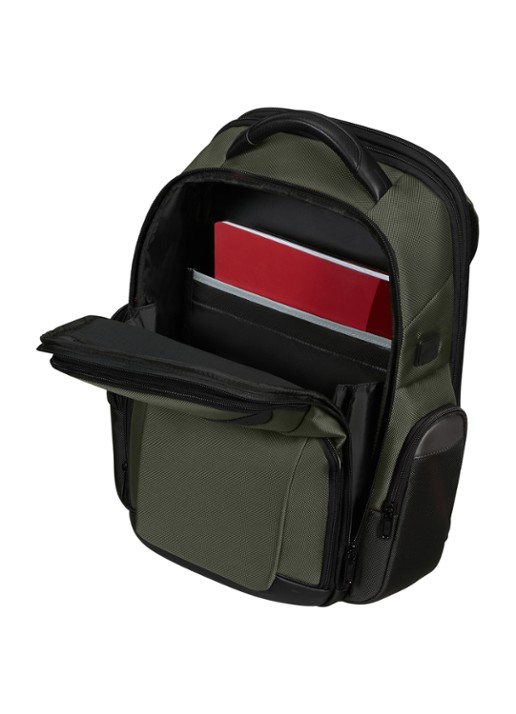 Samsonite Pro-DLX 6 vergrootbare rugzak met 15,6 inch laptopvak - achterkant 5 donkergroen