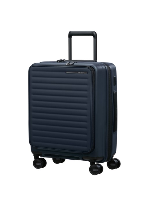 Samsonite Restackd Easy Access vergrootbare spinner 55 cm - voorkant 4 donkerblauw