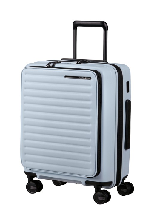 Samsonite Restackd spinner 55 cm - voorkant 4 glacier / lichtblauw