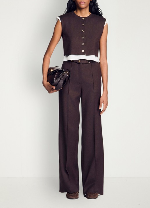Sandro 2-in-1 crop top in wolblend - detail 5 lichtbruin