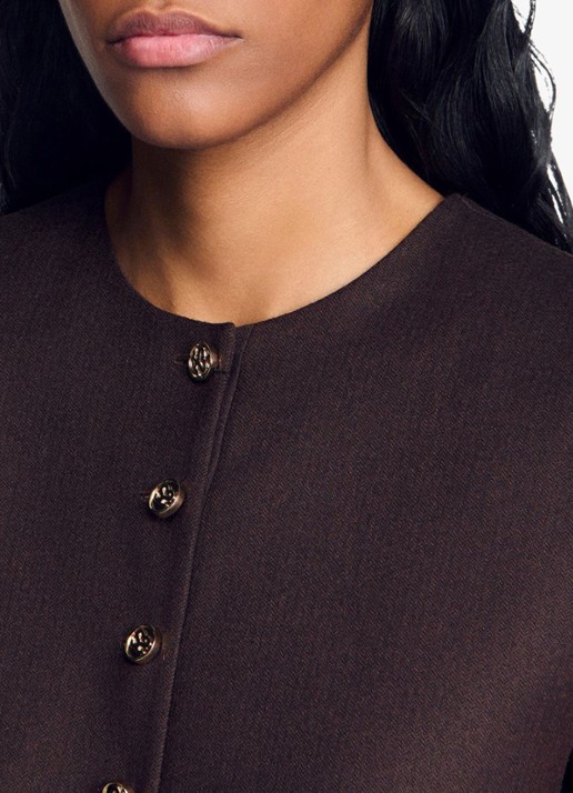 Sandro 2-in-1 crop top in wolblend - detail 6 lichtbruin