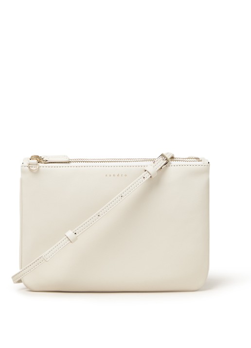 Sandro Addict crossbodytas van leer - voorkant 3 gebroken wit