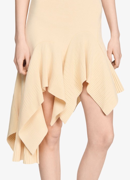 Sandro  Asymmetrische gedrapeerde midi-jurk - detail 3 vanilla / geel