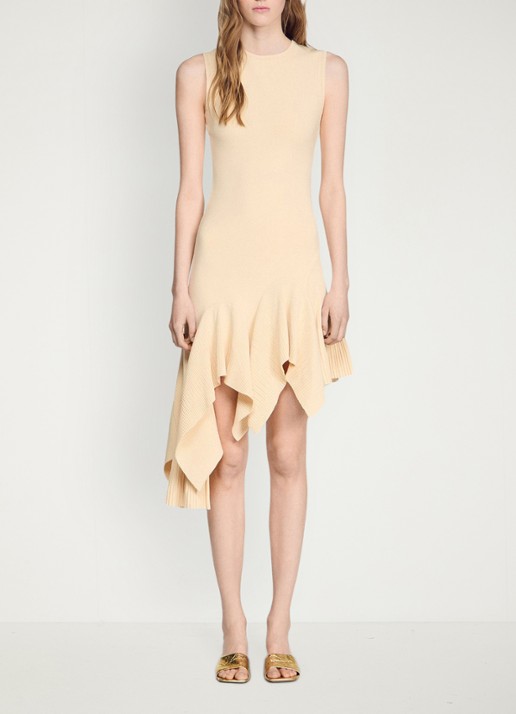 Sandro  Asymmetrische gedrapeerde midi-jurk - detail 4 vanilla / geel